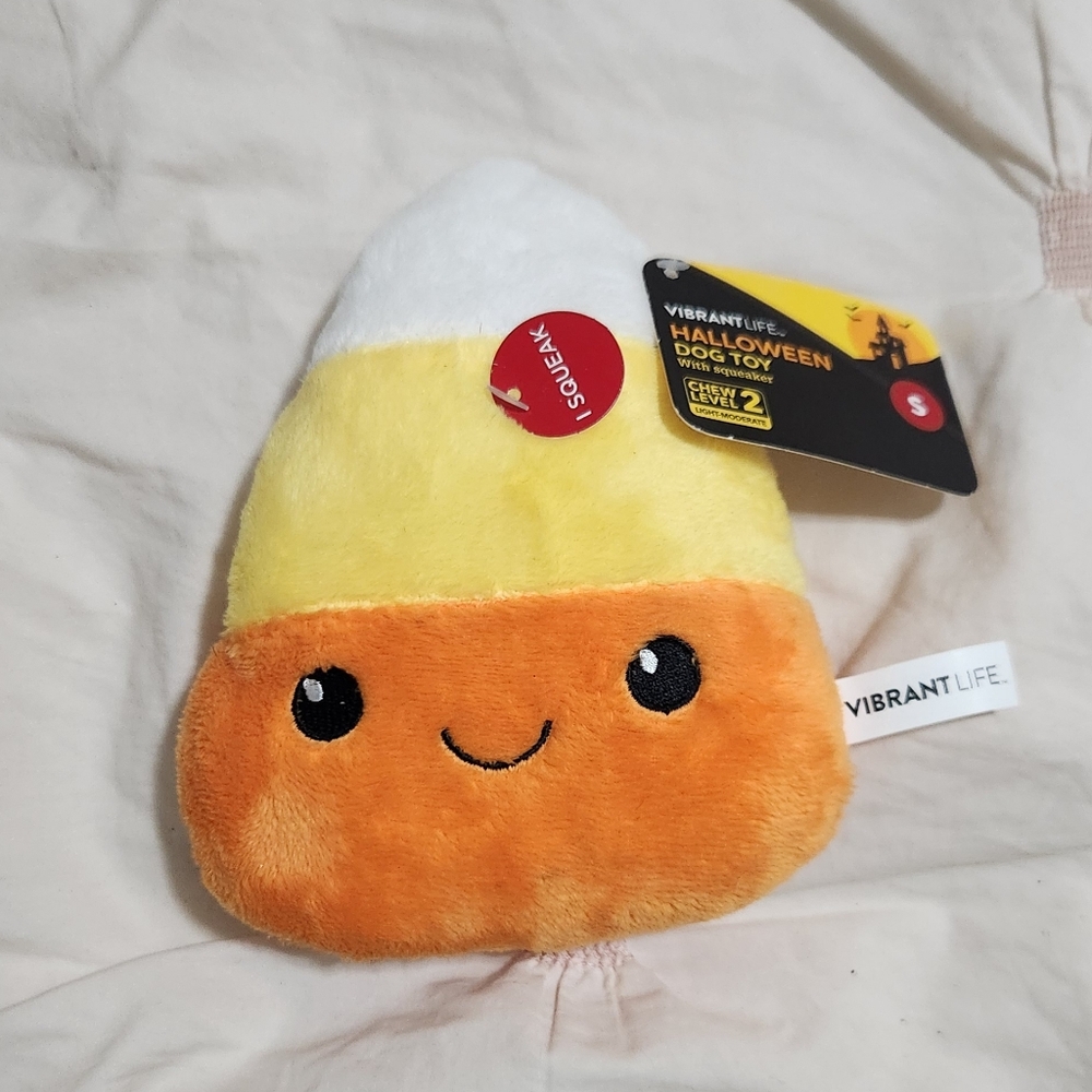 NWT Candy Corn Plush Dog Toy Halloween Squeaker